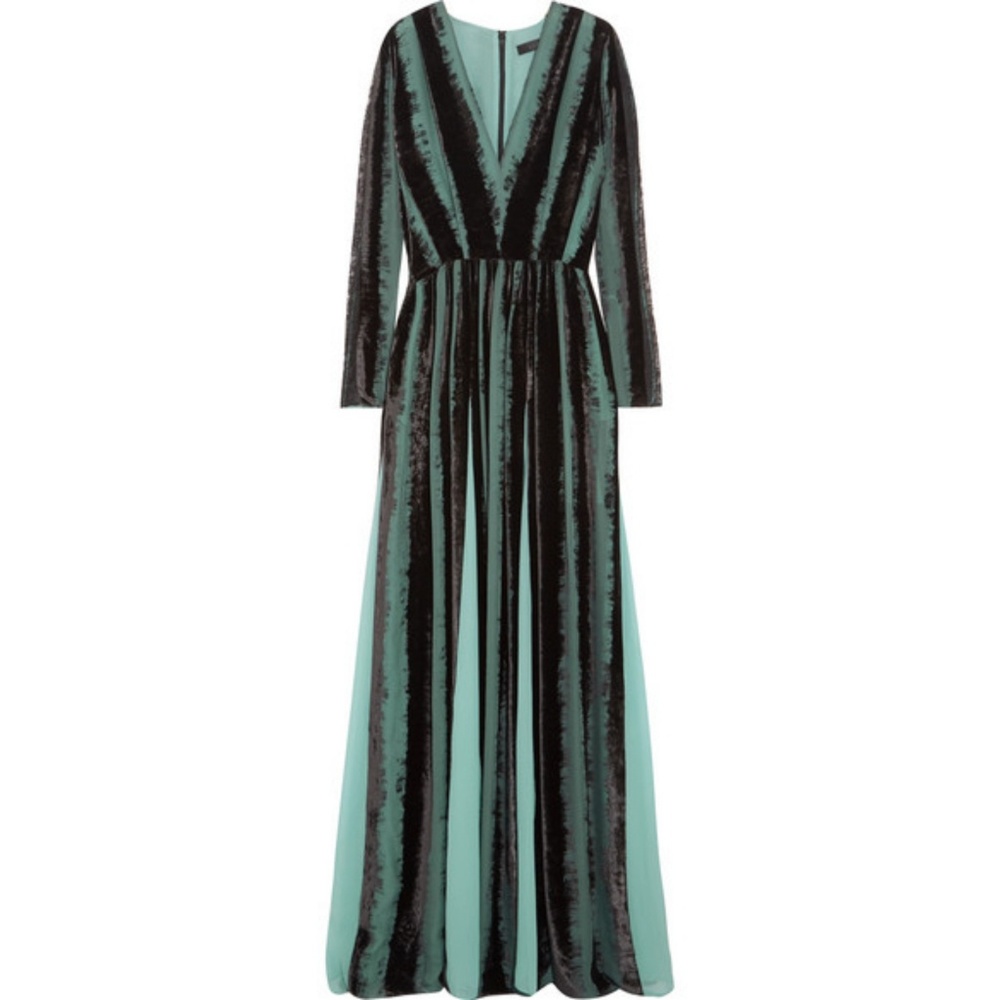 Elie Saab Lace Trimmed Devore Chiffon Gown - Picture 3 of 8